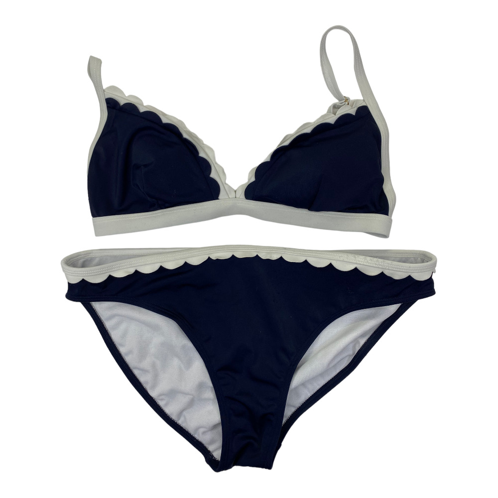 Boden Navy Blue Scalloped Edge Bikini Top Bottom Size 6 8